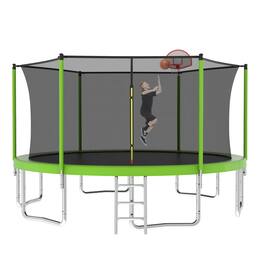 Anysun - 14FT with Safety Enclosure Net Outdoor Backyards Large Recreational Trampoline - Green