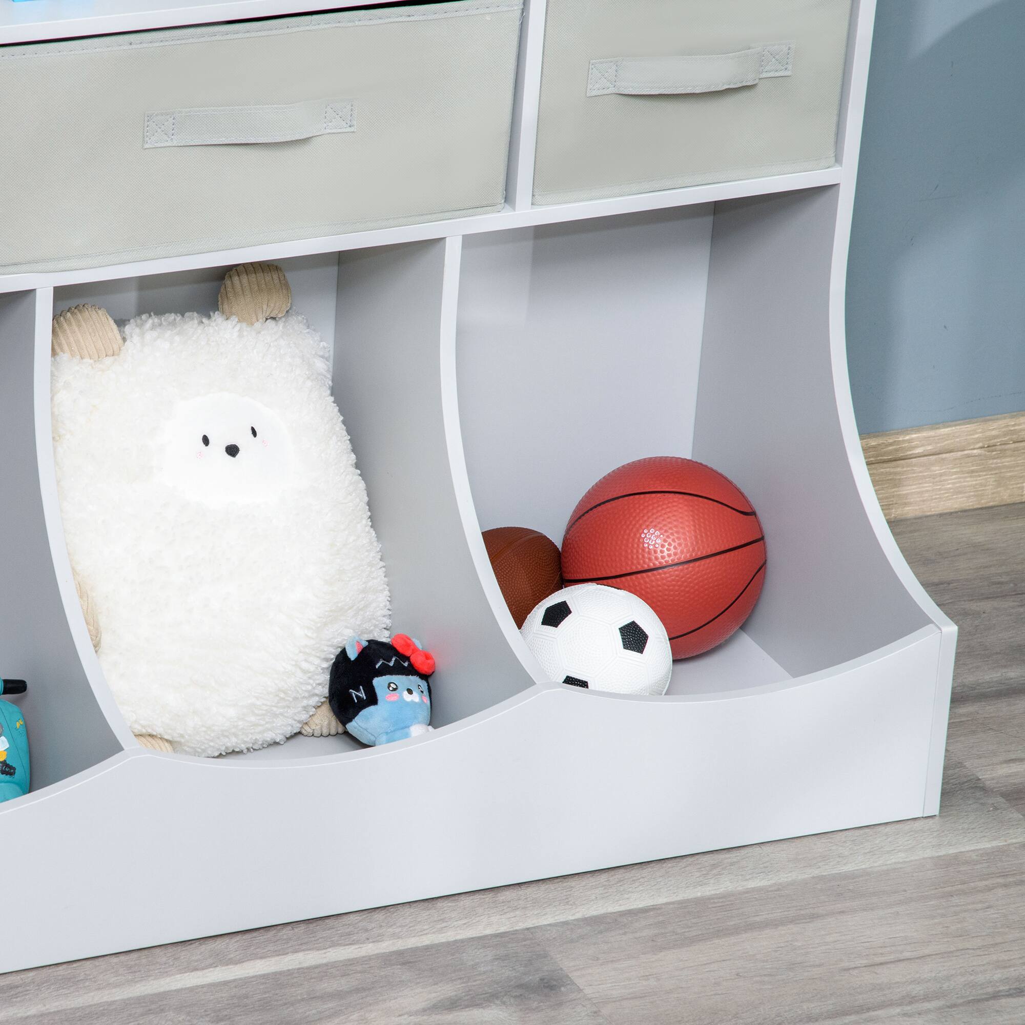 Alt View 4. Homcom - Kids Bookcase, Toy Storage Organizer Cabinet, Children Display Bookshelf with Drawers for Toys, Clothes, Books - Grey.