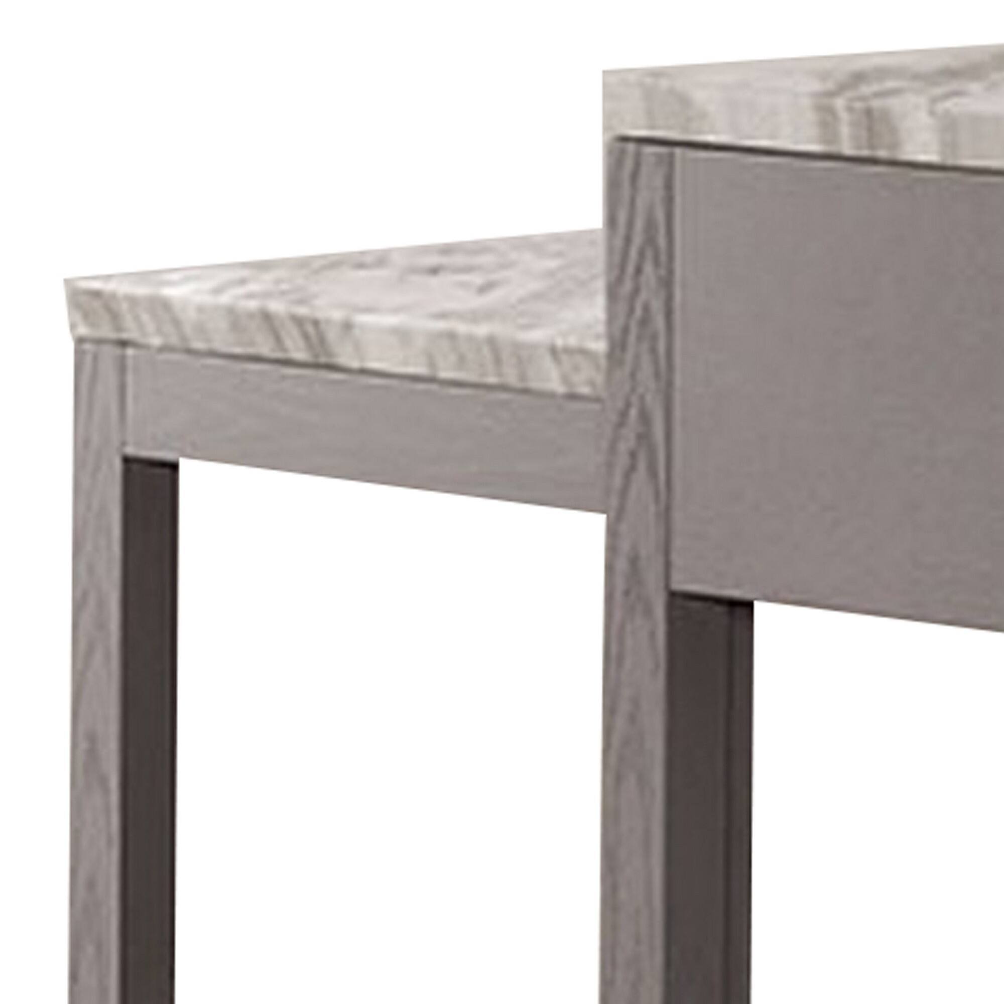 Alt View 1. Manhattan Lane - 39 Inch Faux Marble Top Table with Felt Lined Storage Drawer - White, Gray, Beige.