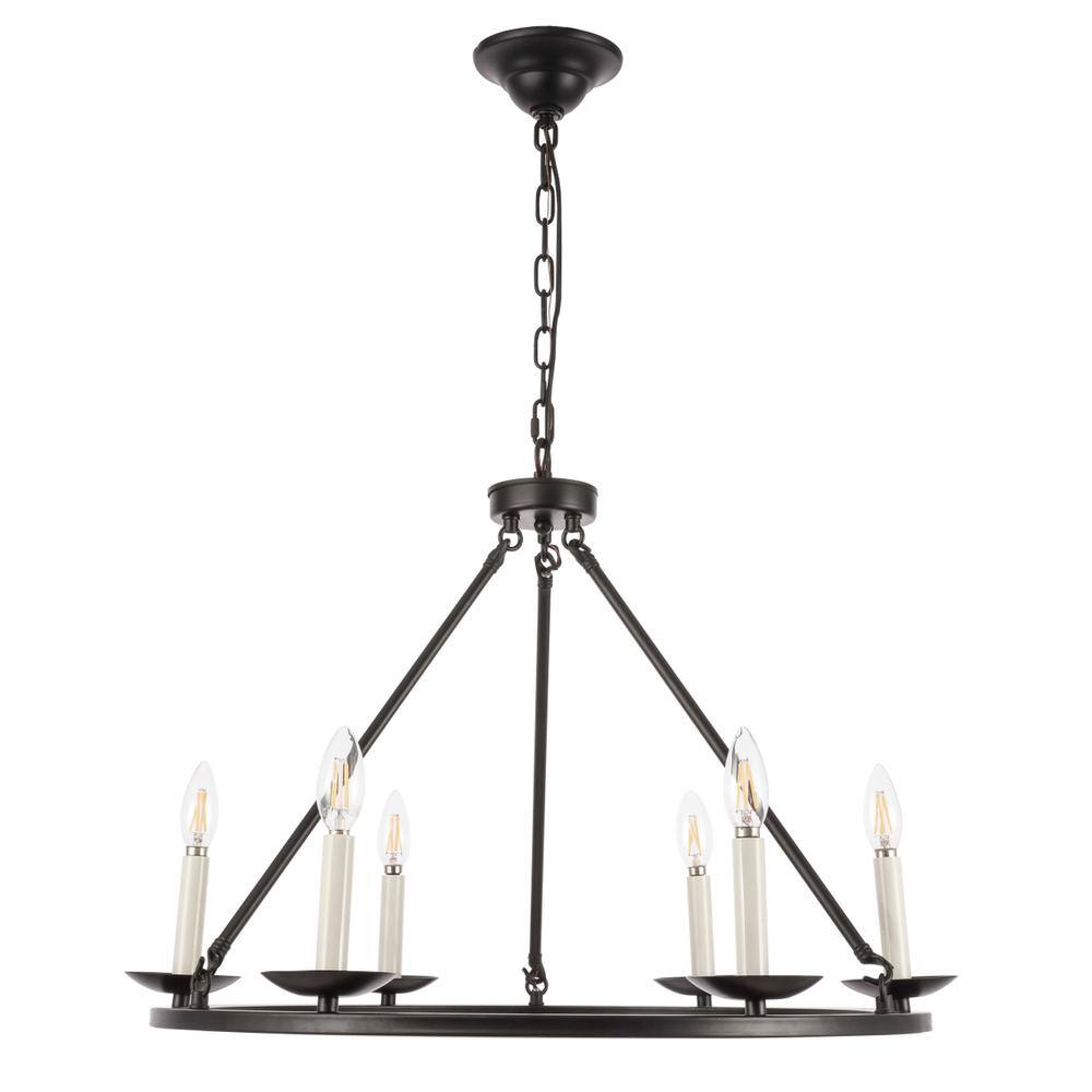 Alt View 9. Living District - Maine 6 light Black chandelier - Black.