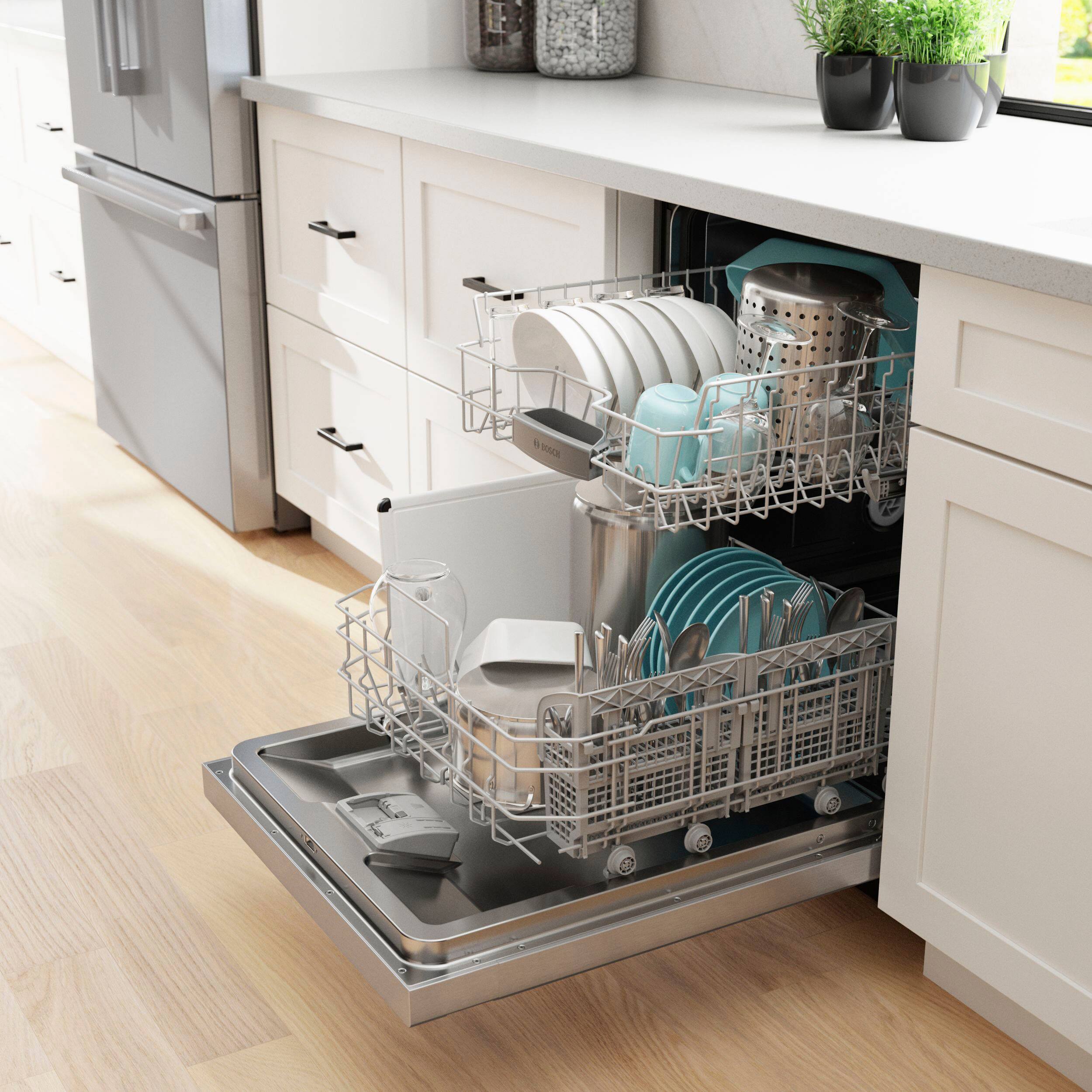 Alt View 27. Bosch - 100 Series 24" Front Control Smart Built-In Stainless Steel Tub Dishwasher with PrecisionWash, 48 dBA - Stainless steel.