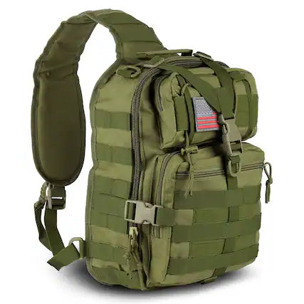 Front. XGear Tactical - 14L Range Sling Bag Backpack with Adjustable Strap - Army Green.