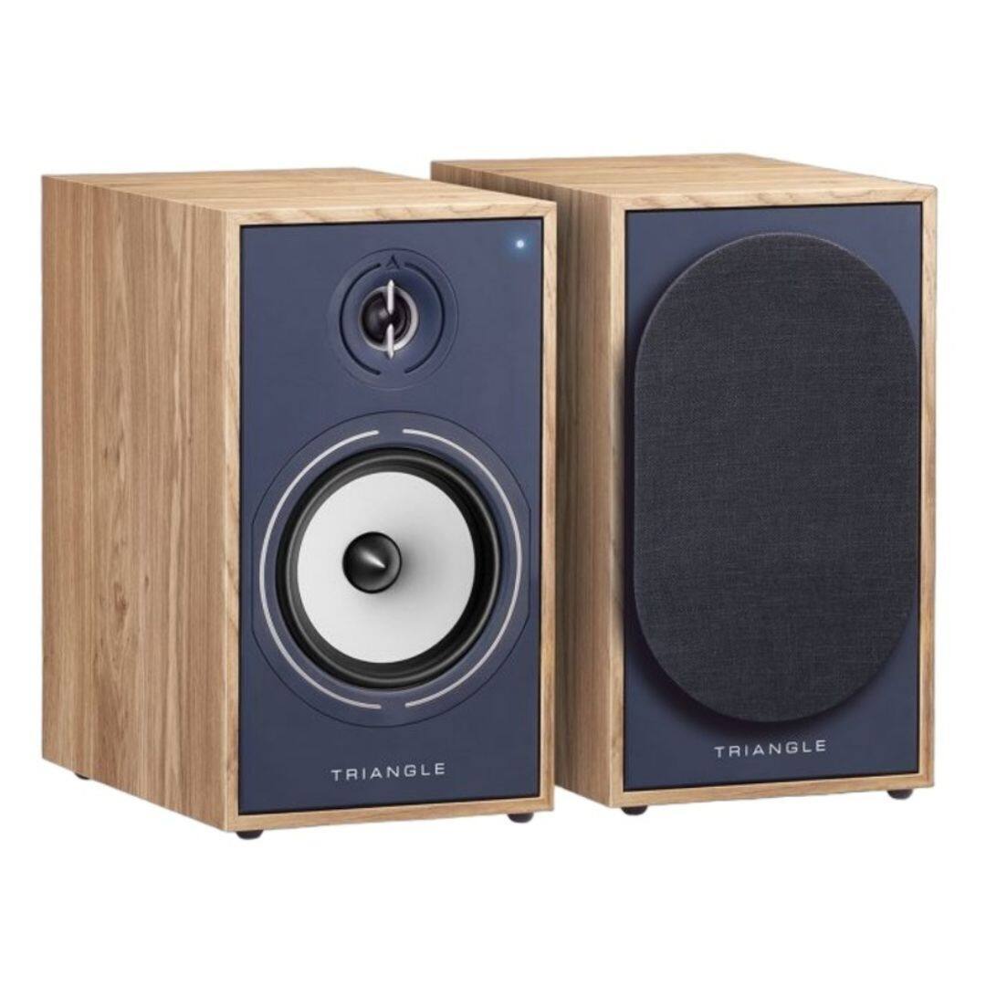 Triangle - Borea Active Bluetooth Bookshelf Speaker Pair - Light Oak Blue (BR03BT) - Black