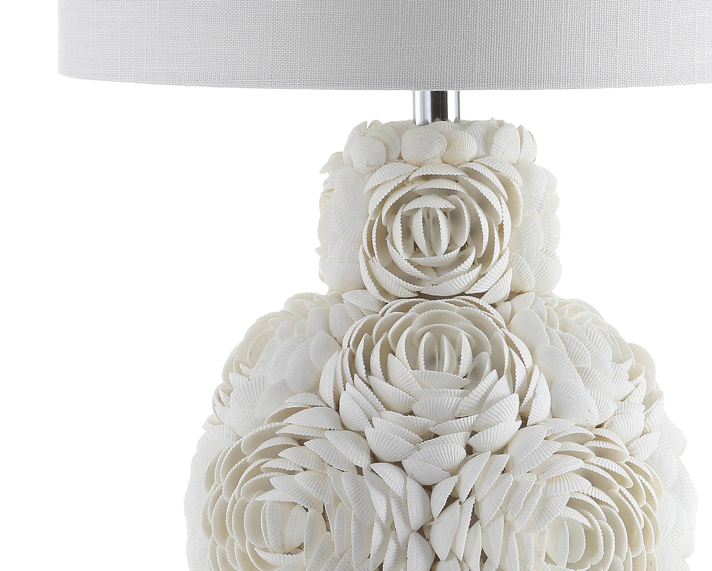 Alt View 4. Jonathan Y - Seashell Rosette 24" LED Table Lamp, Cream - Cream.
