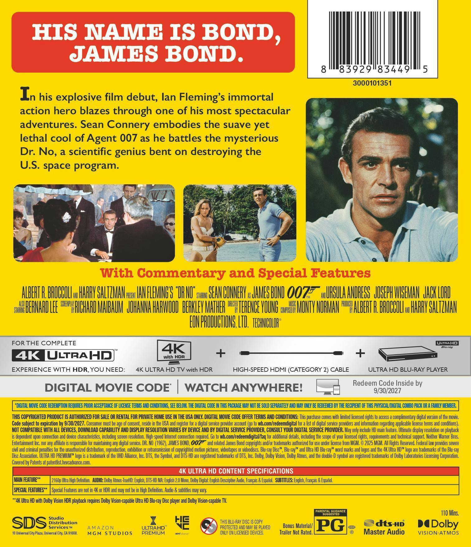 Back. Dr. No (4K Ultra HD + Digital) [UHD].