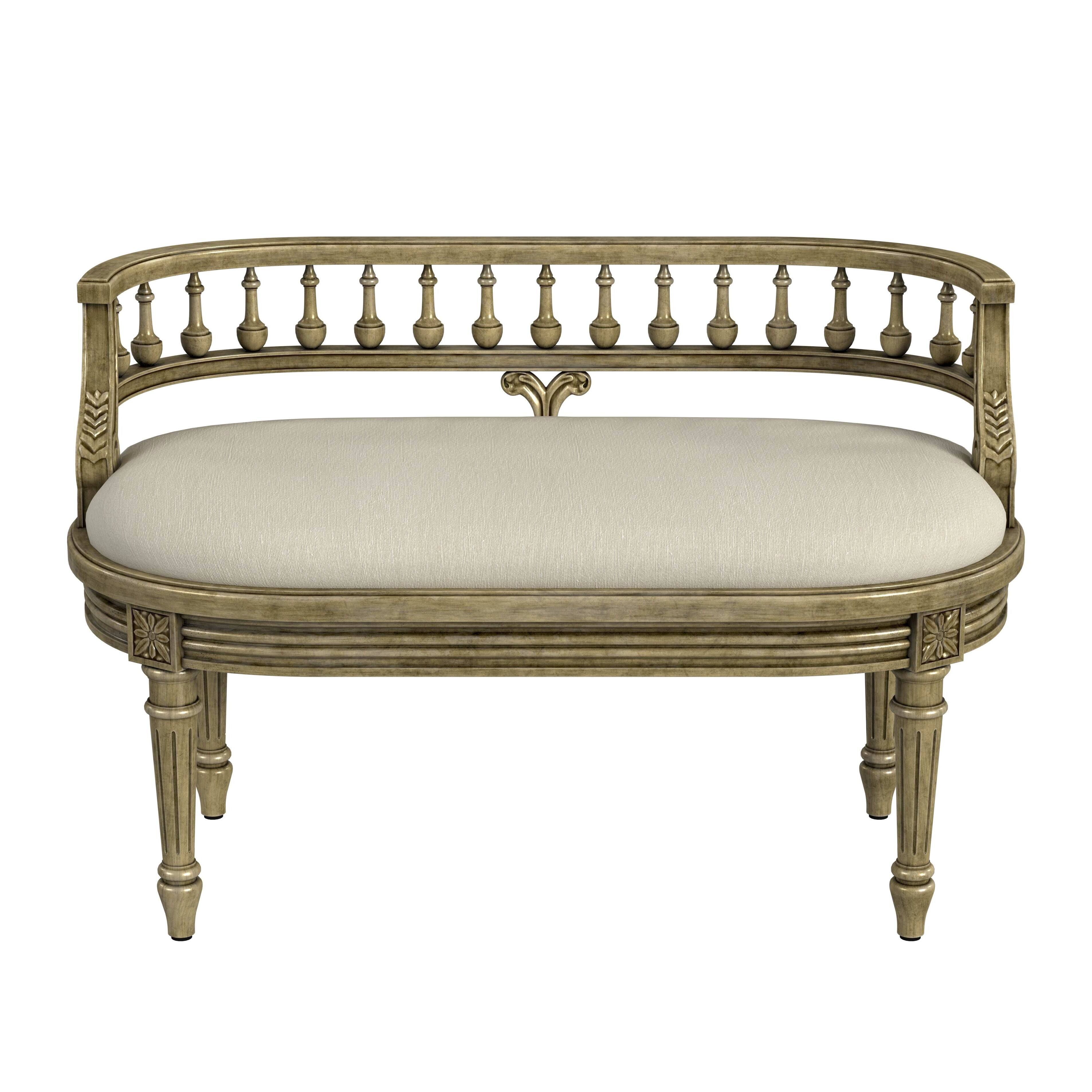 Alt View 3. Butler Specialty - Hathaway 37 in. W Oval Upholstered and Wood Traditional Low Back Accent Bench - Beige.