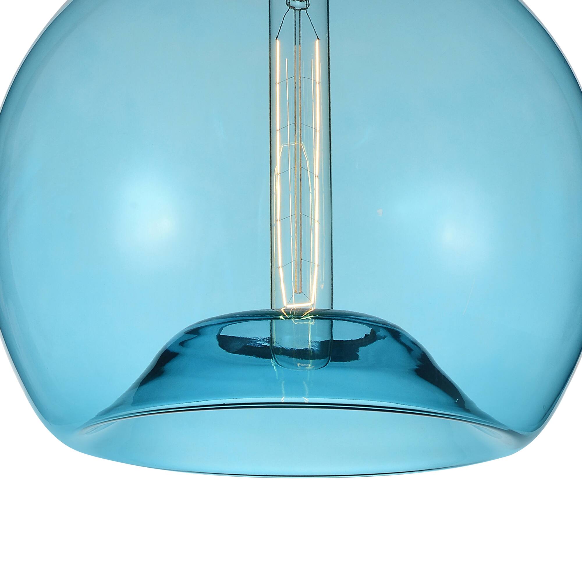 Back. CWI Lighting - Glass 1 Light Down Mini Pendant With Blue Finish - Black.