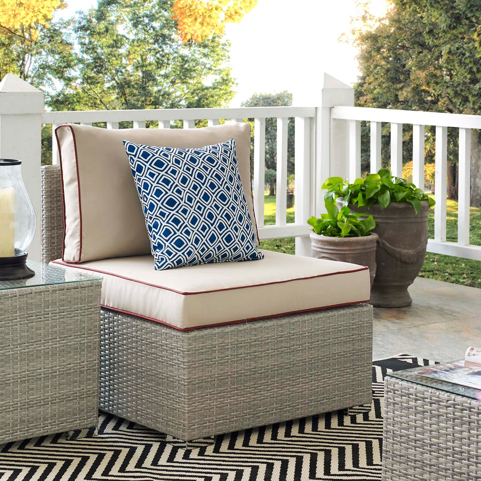 Repose Outdoor Patio Armless Chair by Modway - Light Gray Beige