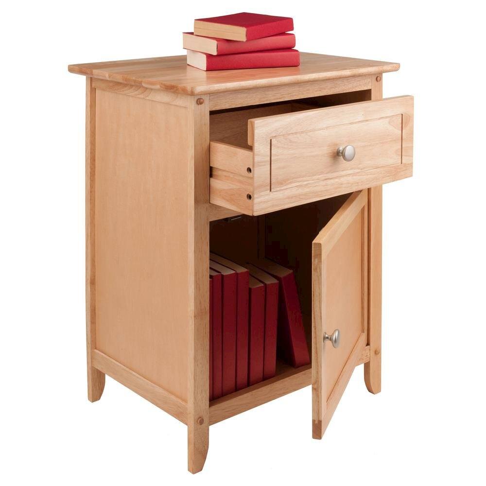 Alt View 2. FurniFact - Natural Accent Table with Drawer and Cabinet - Natural.
