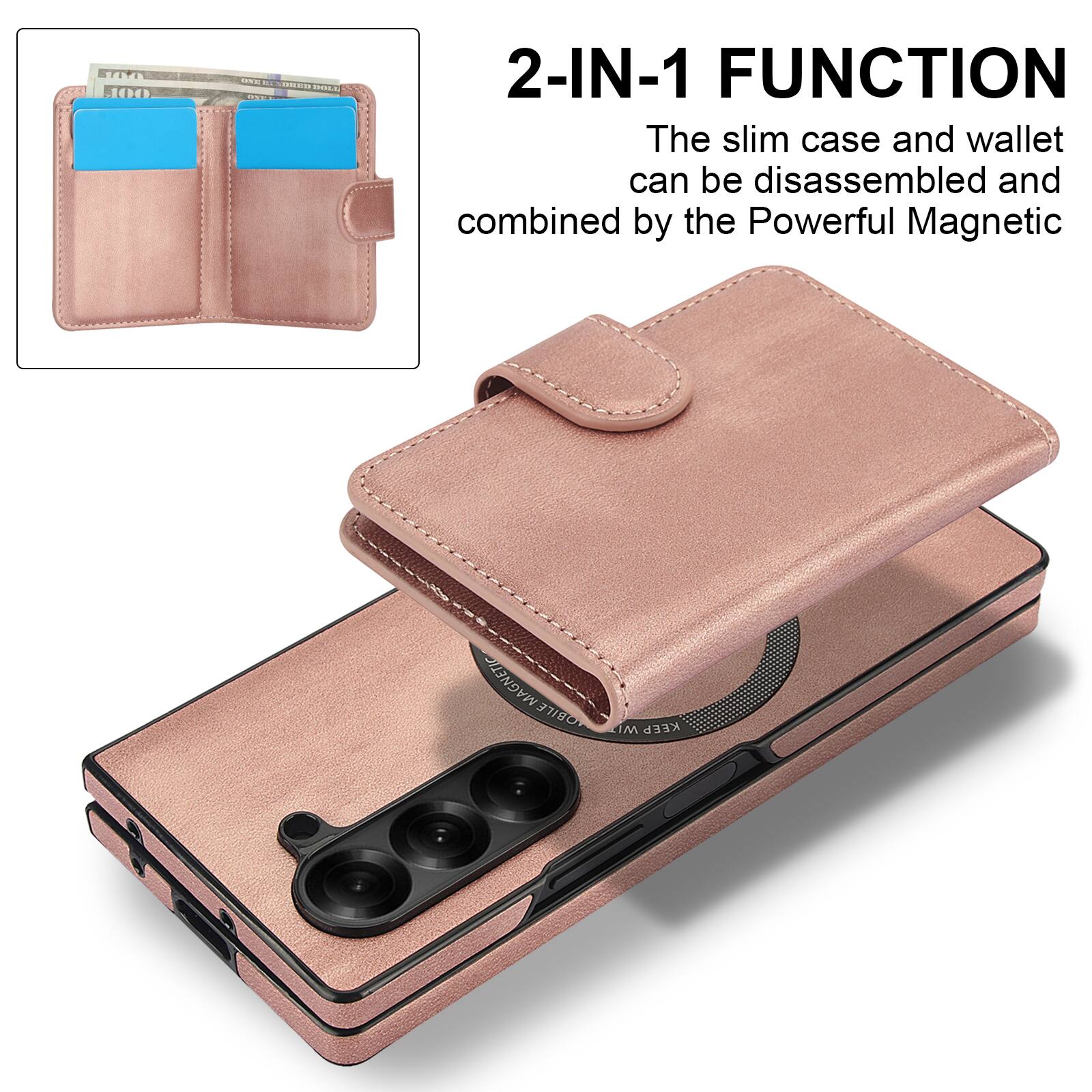 2-IN-1 FUNCTION  
The slim case and wallet can be disassembled and combined by the Powerful Magnetic
