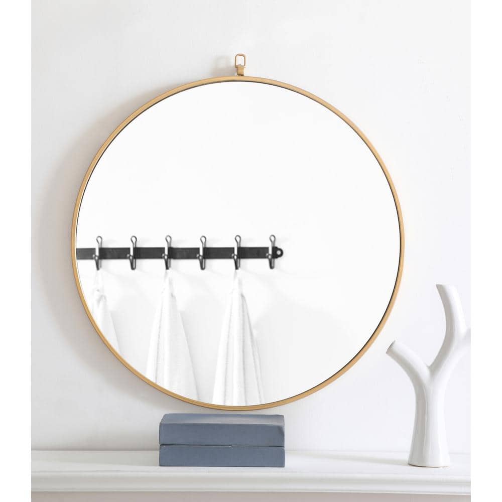 Elegant Decor - Metal frame Round Mirror with decorative hook 28 inch finish - Brass price history on PriceWatchPro