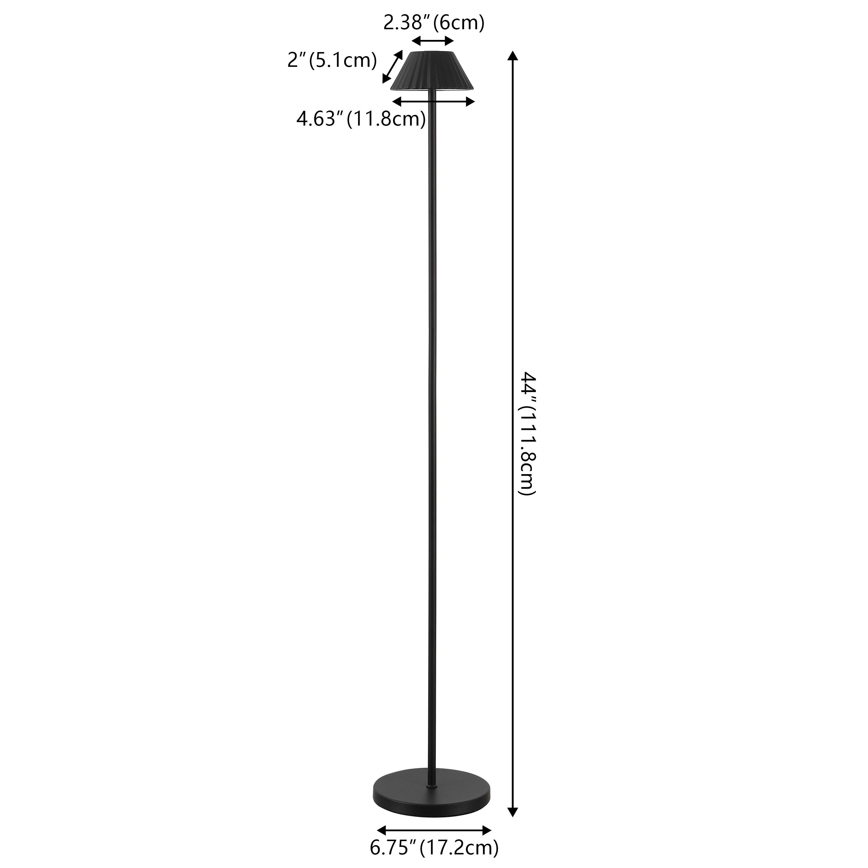 2.38" (6cm)  
2" (5.1cm)  
4.63" (11.8cm)  
44" (111.8cm)  
6.75" (17.2cm)