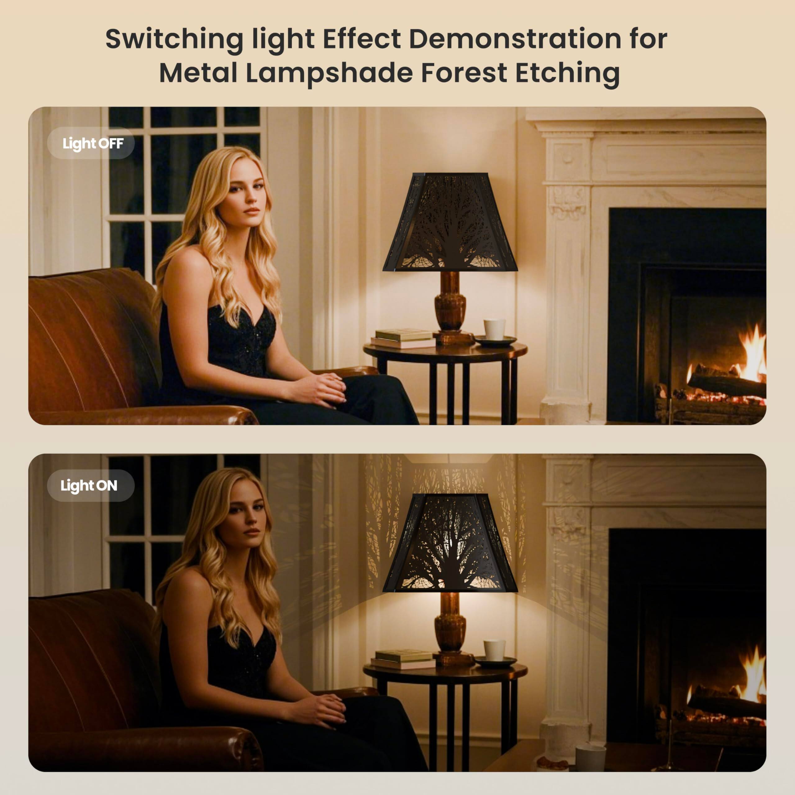 Switching light Effect Demonstration for Metal Lampshade Forest Etching

Light OFF
Light ON