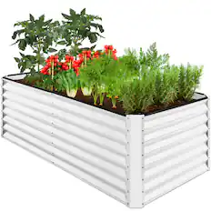 Front. Best Choice Products - Best Choice Products 6x3x2ft Outdoor Metal Raised Garden Bed for Vegetables Flowers Herbs - White - White.