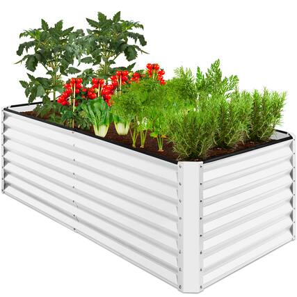 Front. Best Choice Products - Best Choice Products 6x3x2ft Outdoor Metal Raised Garden Bed for Vegetables Flowers Herbs - White - White.
