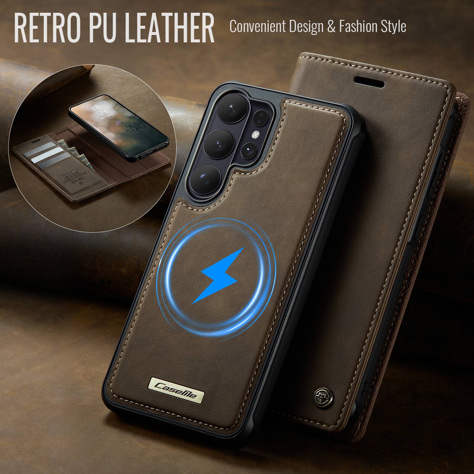 RETRO PU LEATHER  
Convenient Design & Fashion Style  

Casellie