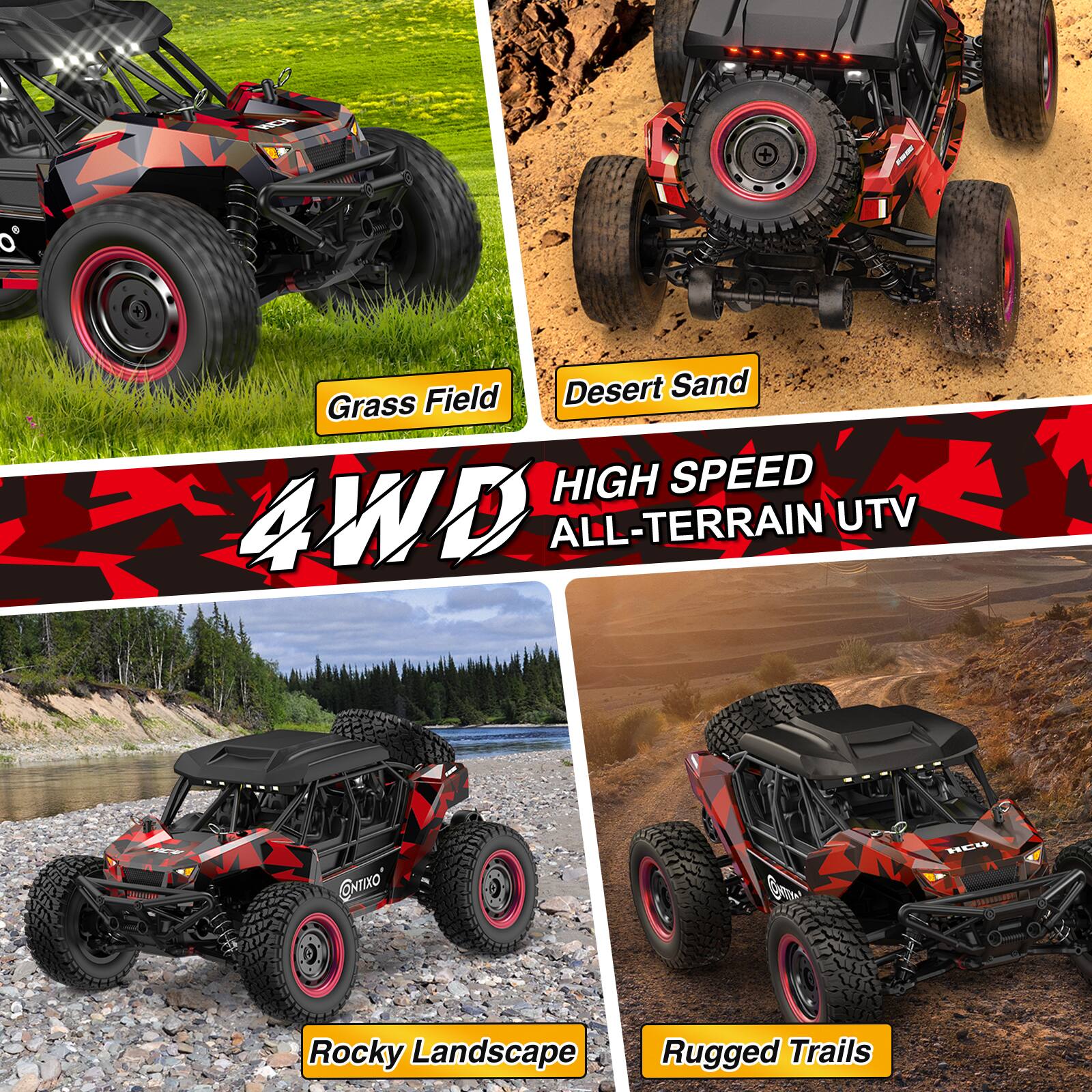 - Grass Field
- Desert Sand
- Rocky Landscape
- Rugged Trails

HIGH SPEED 4WD ALL-TERRAIN UTV