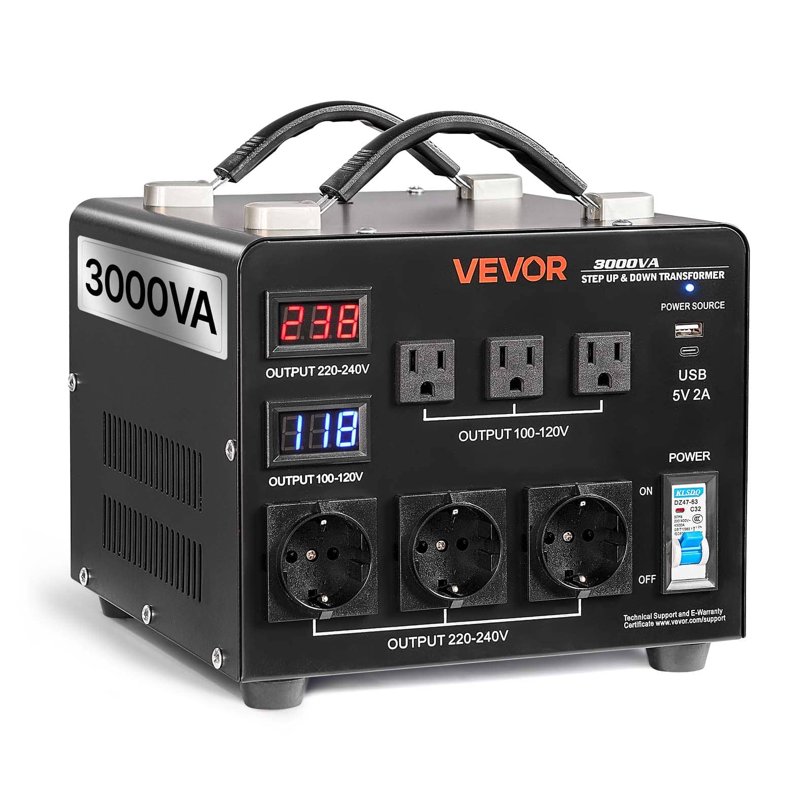 VEVOR - Voltage Auto Converter Transformer, 3000VA, Heavy Duty Step Up/Down Power Transformer, 110V to 220V and 220V to 110V - Black price history on PriceWatchPro