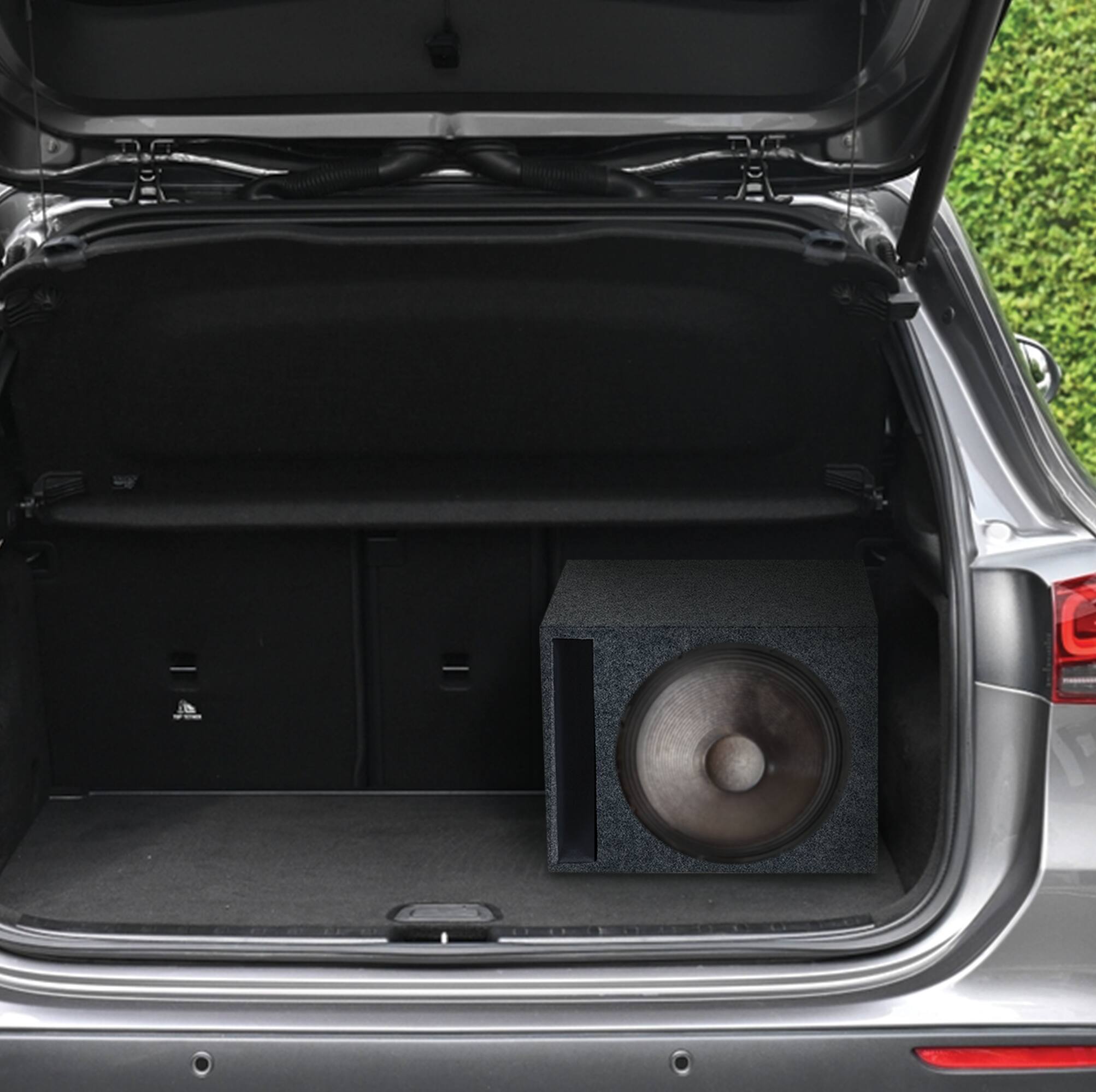 Alt View 3. QPower - QPower 15" Heavy-Duty Single Vented Vehicle Subwoofer Enclosure Woofer Box, Gray - Charcoal Black.