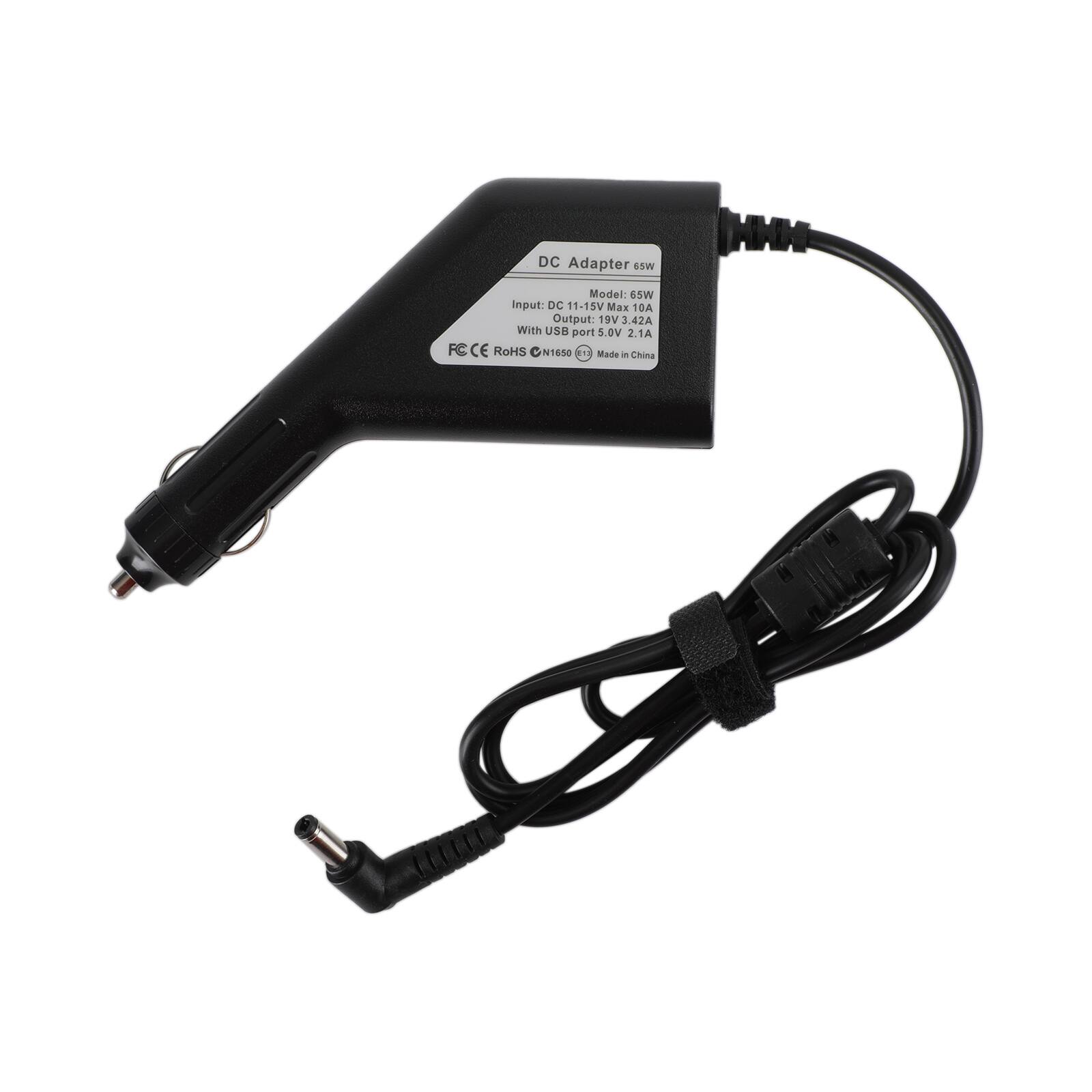 DC Adapter ESW  
Model: 65W  
Input: DC 11-15V Max 10A  
Output: 19V 3.42A  
With USB port 5.0V 2.1A  
FC CE RoHS N1E50  
Made in China