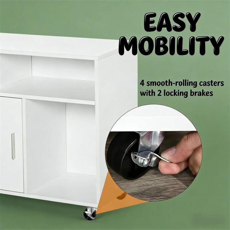 EASY MOBILITY  
4 smooth-rolling casters with 2 locking brakes