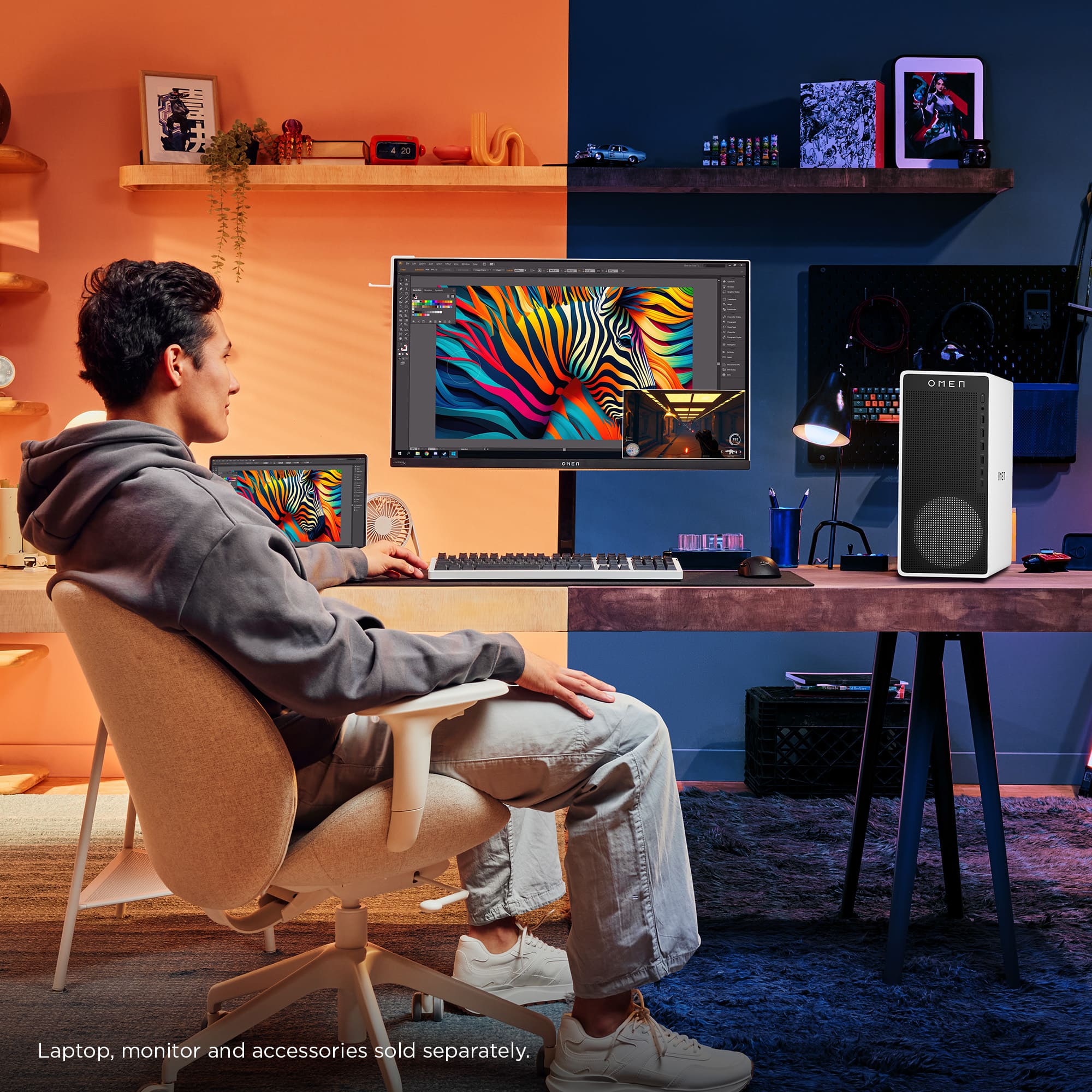 Laptop, monitor and accessories sold separately.