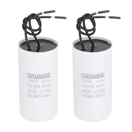 Unique Bargains - 2pcs CBB60 Capacitor 45uF 450V Run Round Start Capacitor for AC Motor, Pump, HVAC Compressor - White