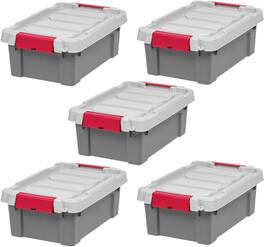 IRIS USA - Lockable Storage Totes with Lids, Heavy-Duty Durable Stackable Containers, Large Garage Organizing Bins Moving