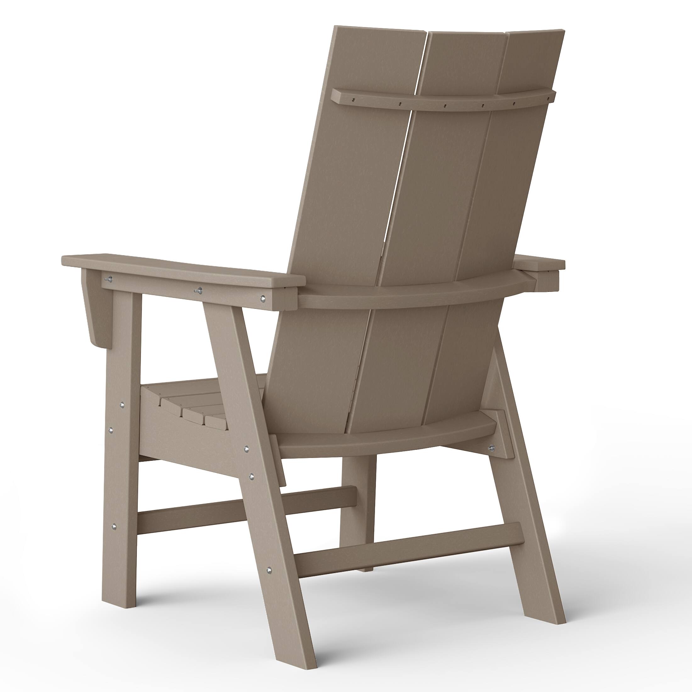 Back. WestinTrends - WestinTrends Ashore Outdoor Patio HDPE Plastic Modern Adirondack Dining Chair - Weathered Wood.
