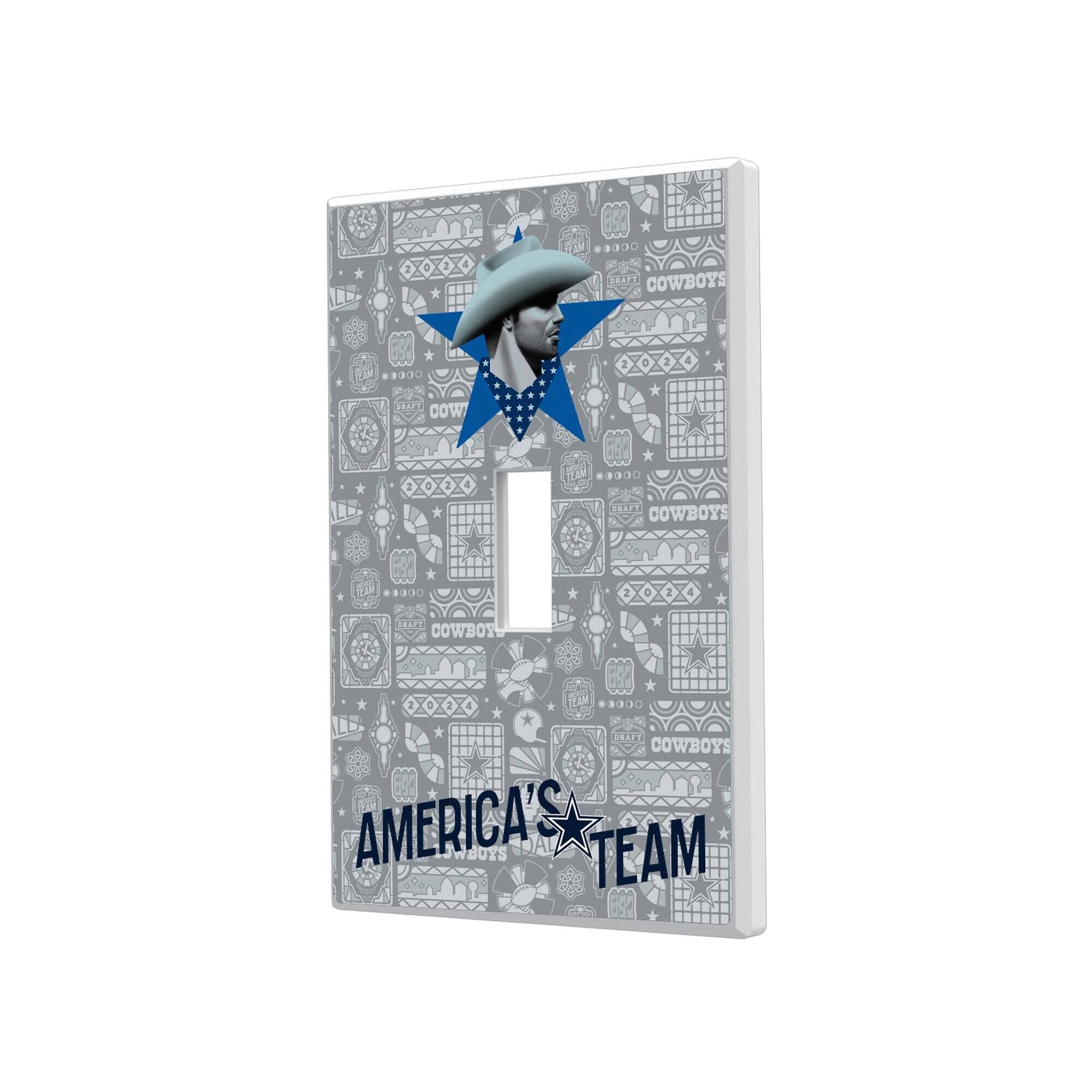 Keyscaper - Dallas Cowboys 2024 Illustrated Limited Edition Single Toggle Light Switch Plate - White