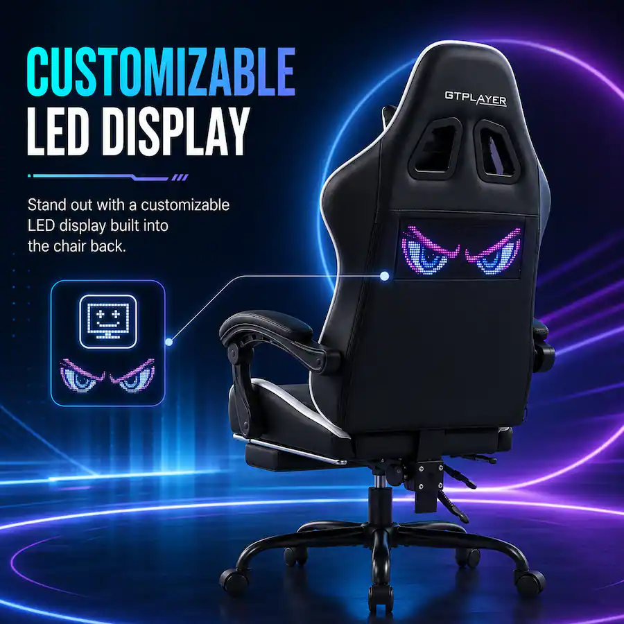 Ergomics Computer Chair GTPlayer Ergonomic Gaming Chair with LED Racing Style Computer Chair ...