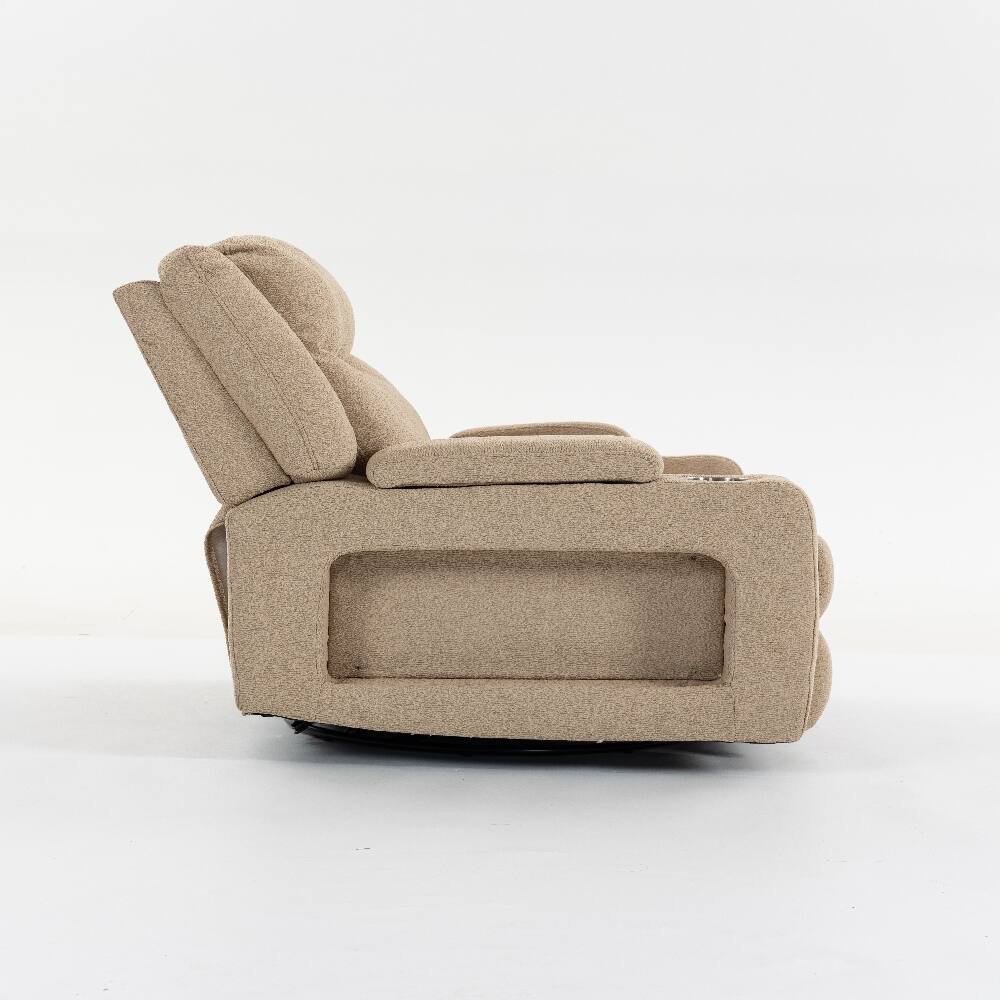 Alt View 10. Ropilly - Ropilly Extra Wide Power Recliner Velvet Massage Chair with Swivel and Heat - Camel.