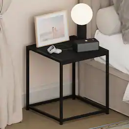 Furinno - CAMNUS Night Stand, Metal Frame Nightstand, Toolless Side Table, End Table, Bedside Table - Americano