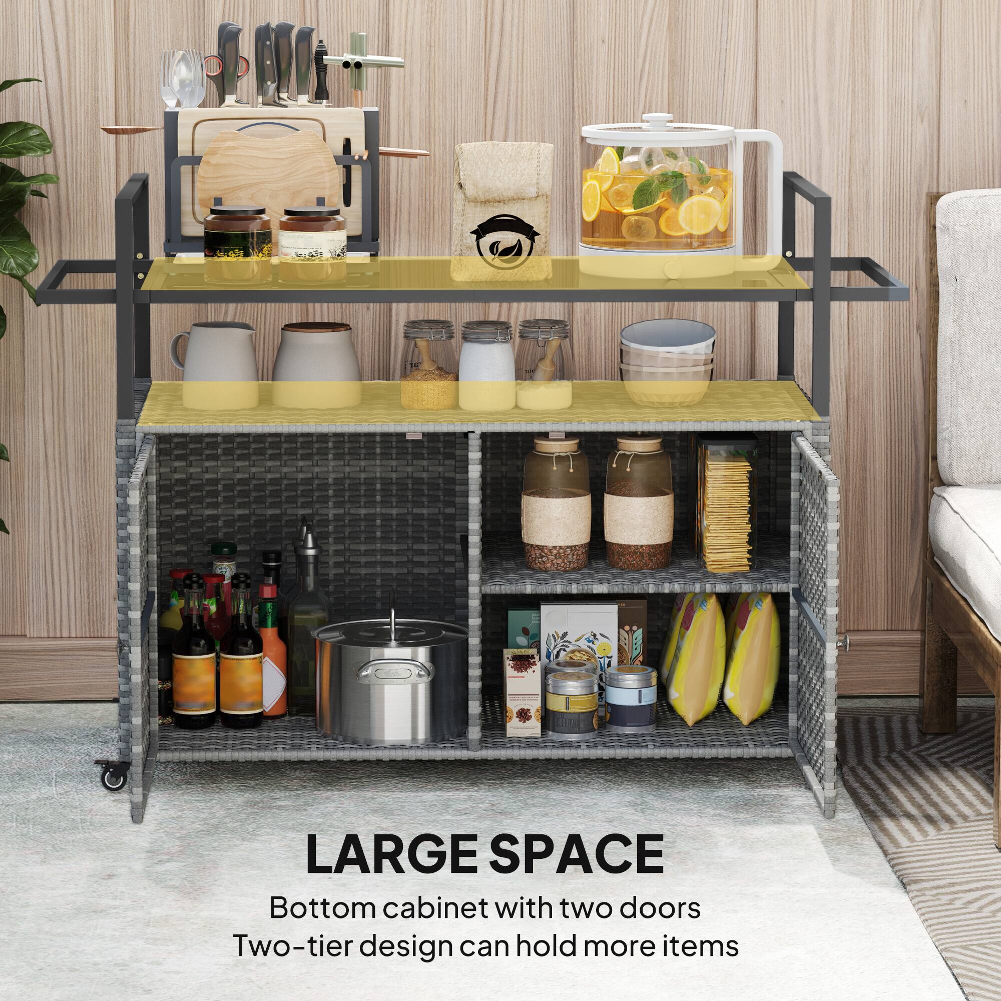 LARGE SPACE
Bottom cabinet with two doors
Two-tier design can hold more items