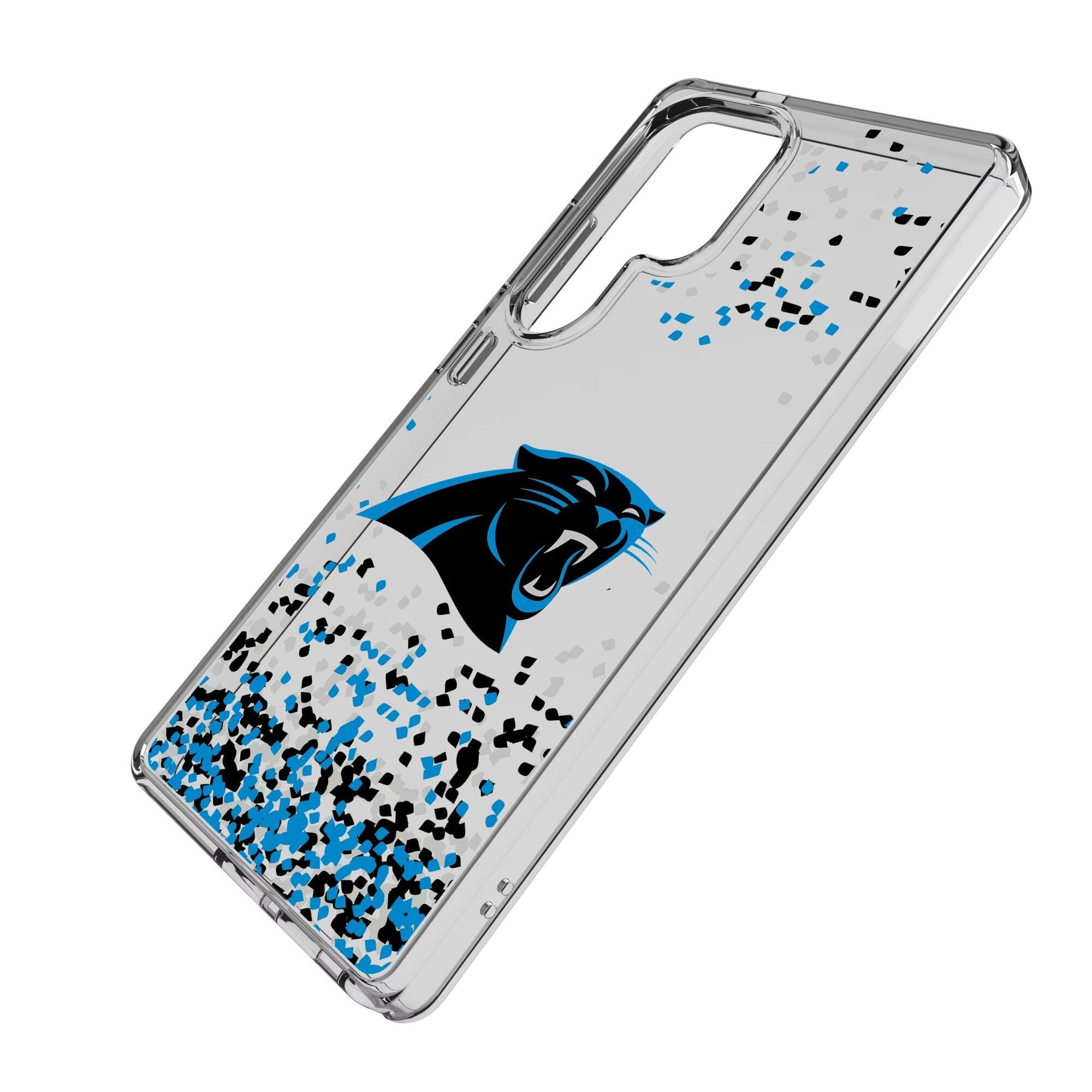 Alt View 1. Keyscaper - Carolina Panthers Galaxy Clear Case with Confetti Design - S23 - Multicolor.