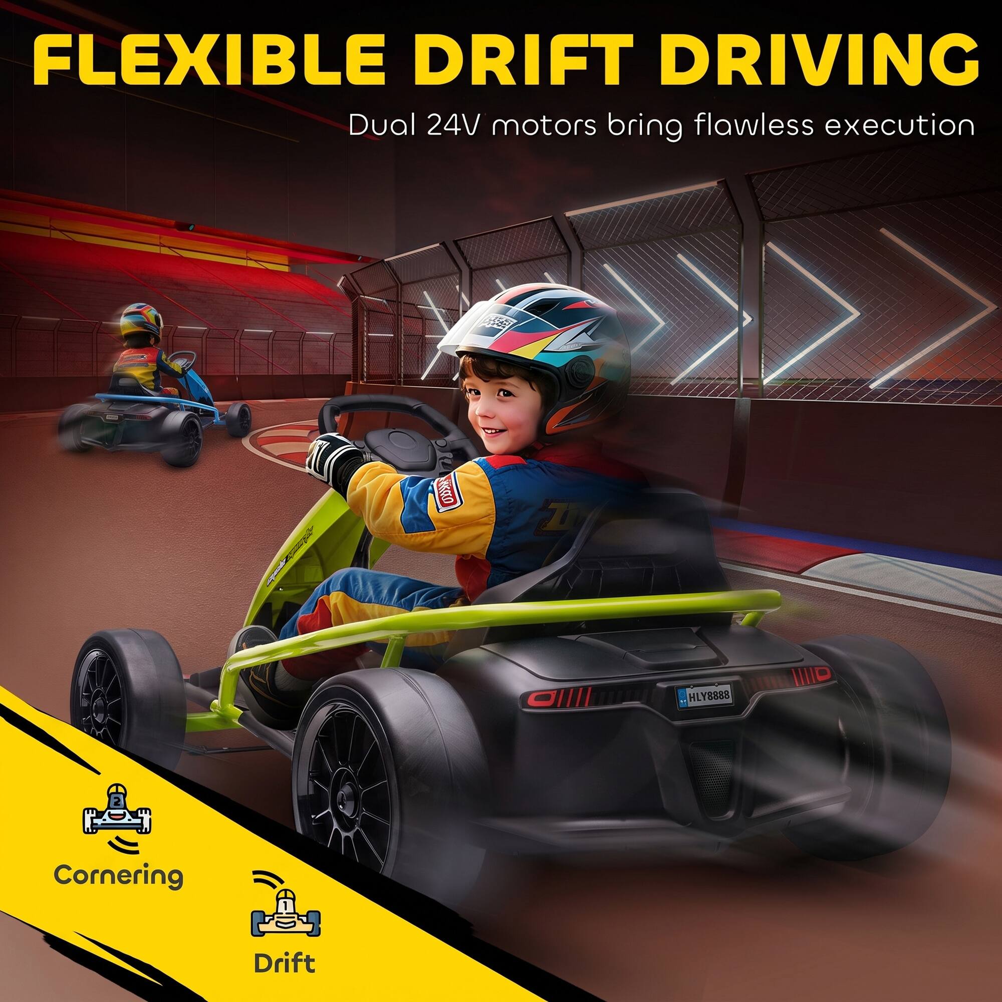 FLEXIBLE DRIFT DRIVING  
Dual 24V motors bring flawless execution

Mersopale  
NISSCO  
Z  
HLY8888  
IIIP

Cornering  
Drift