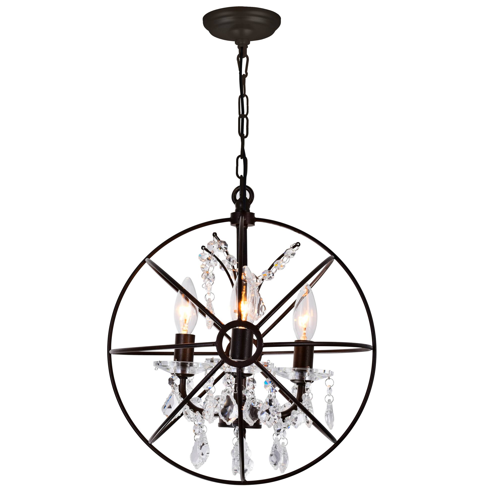 Angle. CWI Lighting - Campechia 3 Light Up Mini Chandelier With Brown Finish - Brown.