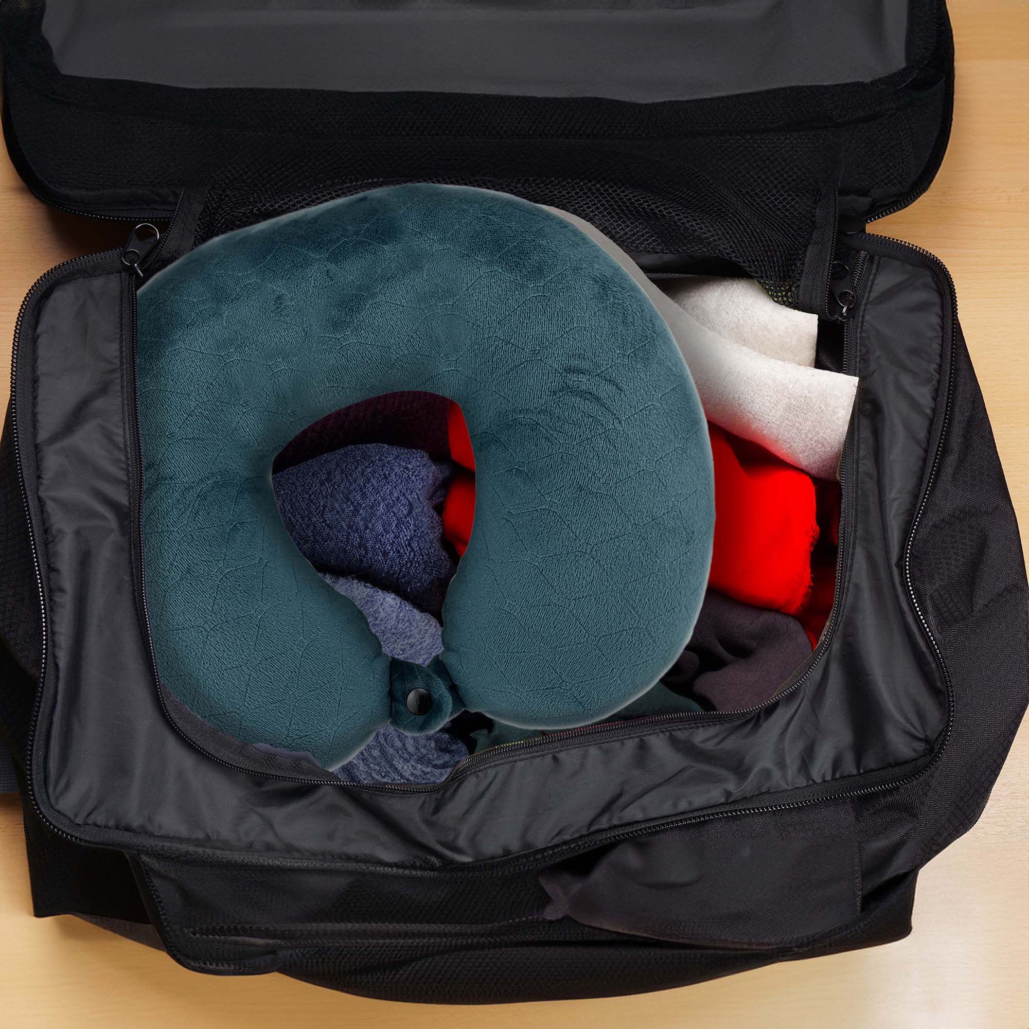 Left. Pursonic - 3 Memory Foam Travel Pillows with Sleep Masks by Pursonic - Multicolor.