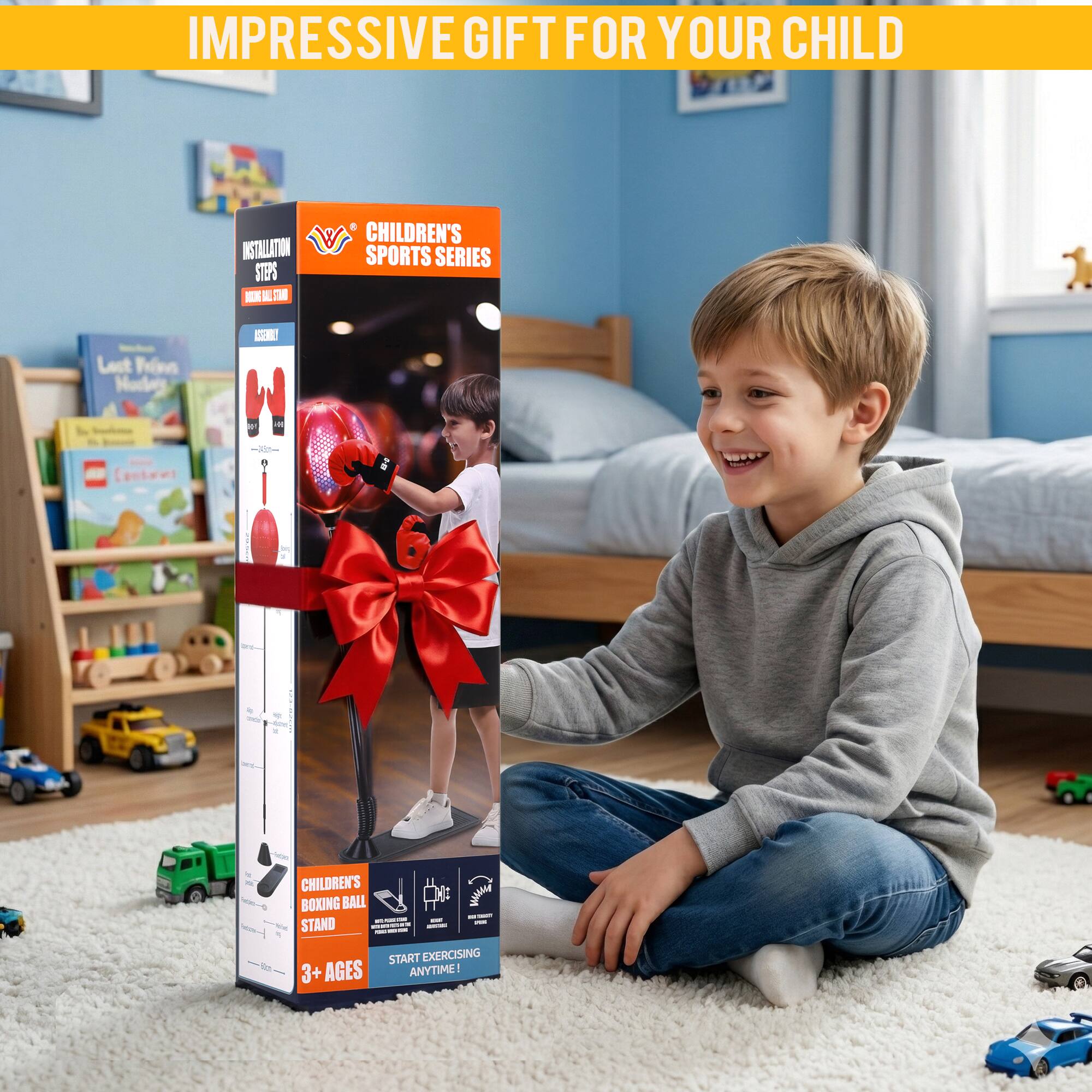 IMpressive Gift for Your Child

Children's Sports Series

Installation Steps

Children's Boxing Ball Stand

Start Exercising Anytime! 3+ Ages