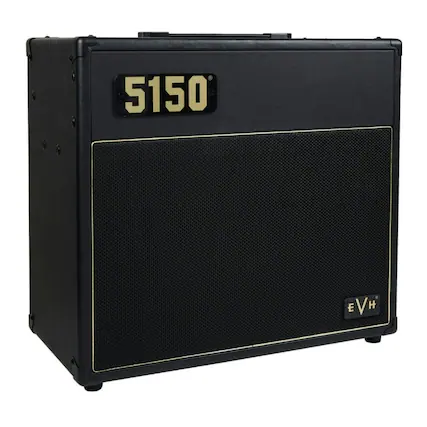 Front. EVH - EVH 5150 Iconic Series 15W EL34 1x10 Black Combo Amp with One Button Footswitch.