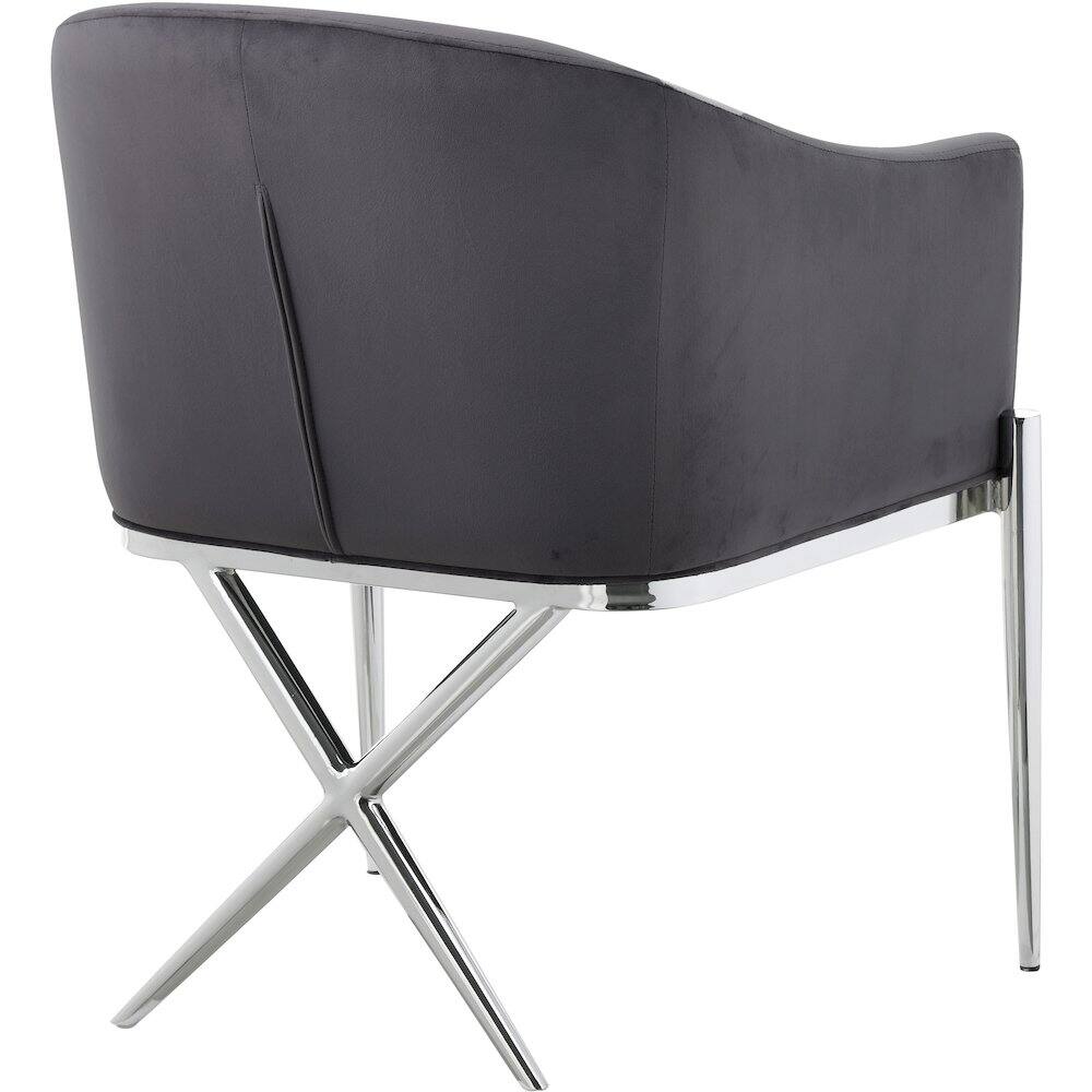 Alt View 1. Meridian Furniture - Xavier Grey Velvet Dining Chair - Grey.