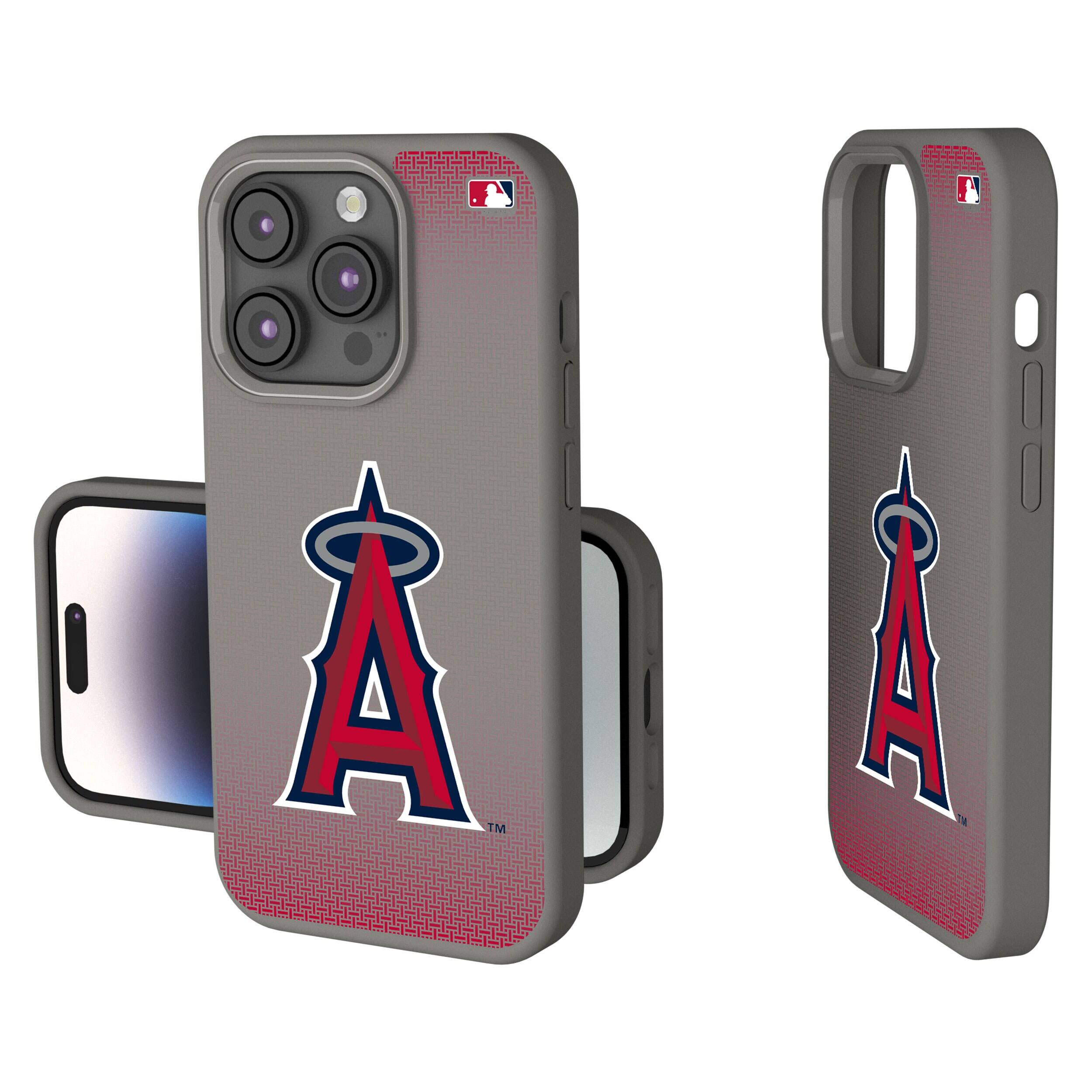 Front. Keyscaper - Los Angeles Angels Linen Logo iPhone Soft Touch Case - 15 Pro - Gray.