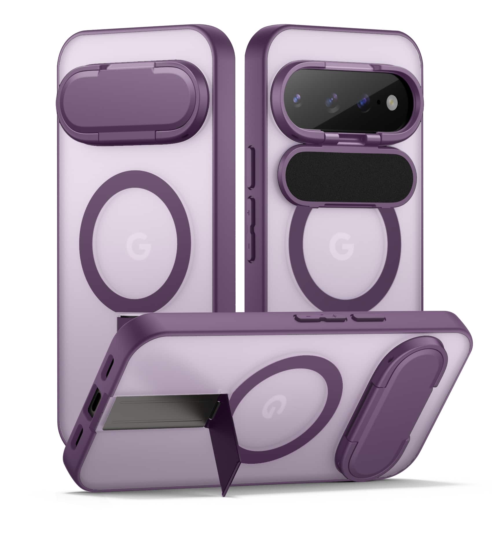 SURITCH - Case for Google Pixel 10/10 Pro/11/11 Pro Translucent Back Cover with Kickstand & Camera Cover, Compatible with Magsafe - Dark Purple price history on PriceWatchPro