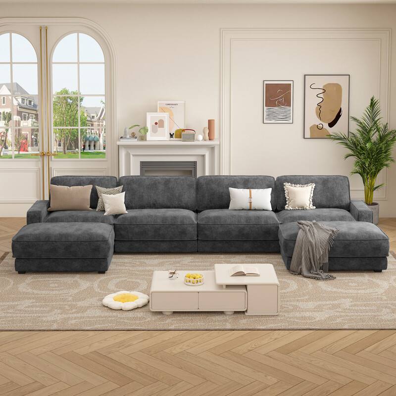 Alt View 1. Vipbear - 158" Sectional Modular Sofa - Chenille Fabric,Deep Cushions,Ultra Soft Skin-Friendly Cloud-Like Comfort for Living Room - Dary.
