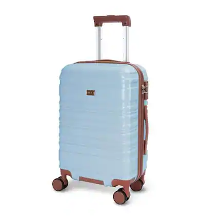 Front. ESBANY - 20 Inch Carry on Luggage 22x14x9 Airline Approved Blue PC Hardside YKK ZipperedDouble Spinner Wheels Lightweight - Blue.