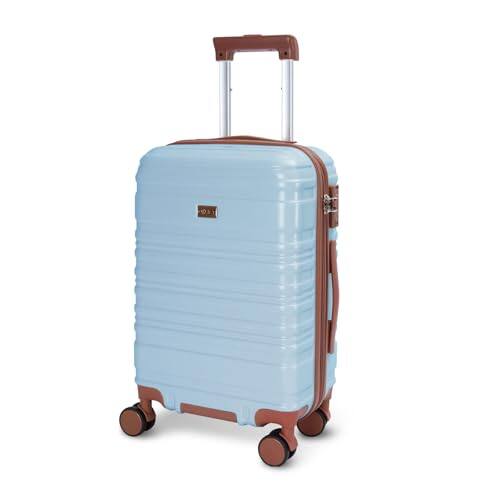 Front. ESBANY - 20 Inch Carry on Luggage 22x14x9 Airline Approved Blue PC Hardside YKK ZipperedDouble Spinner Wheels Lightweight - Blue.
