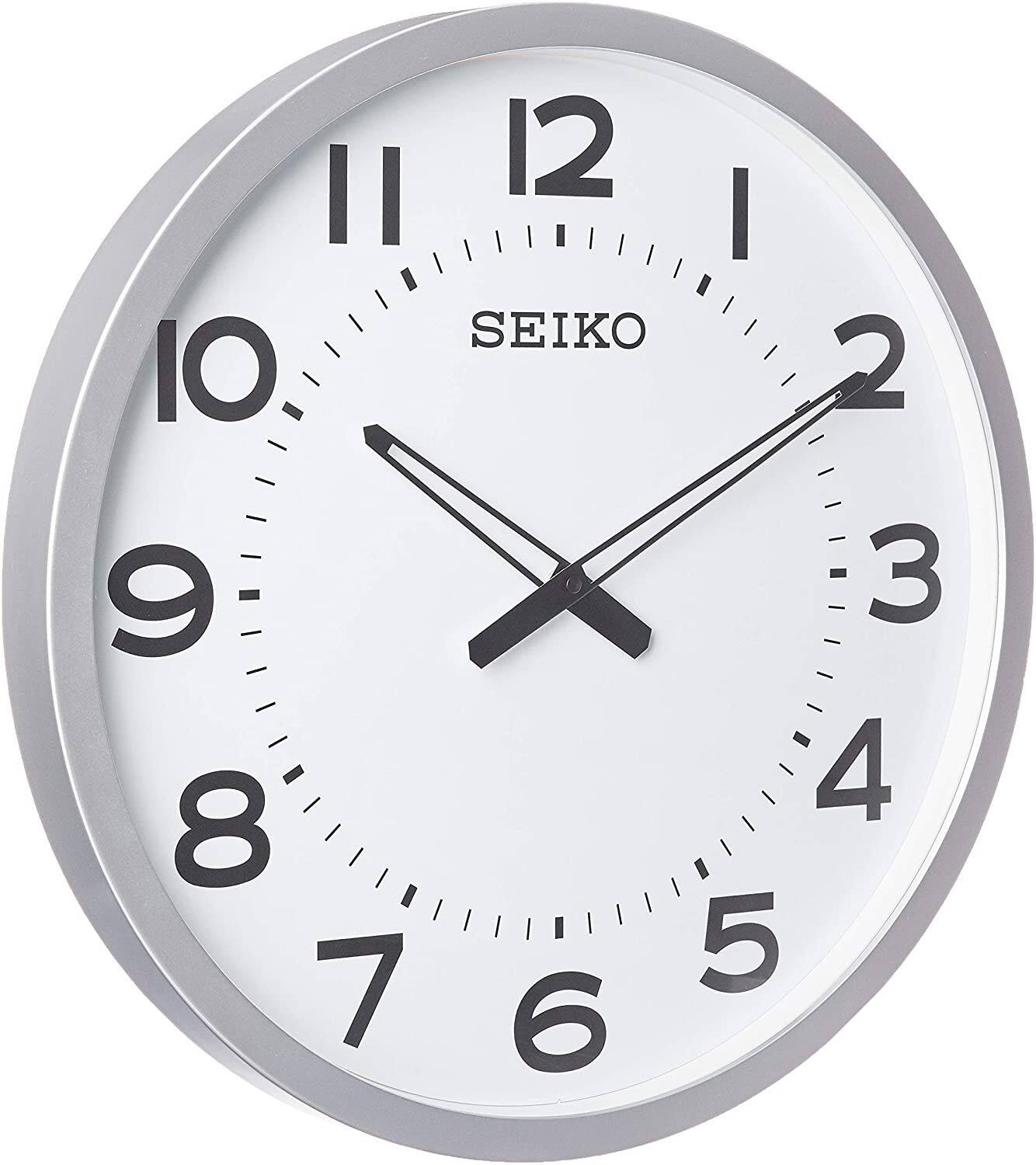 Front. Seiko - Seiko 20" Ultra-Modern Silver-Tone Framed Wall Clock - Silver.