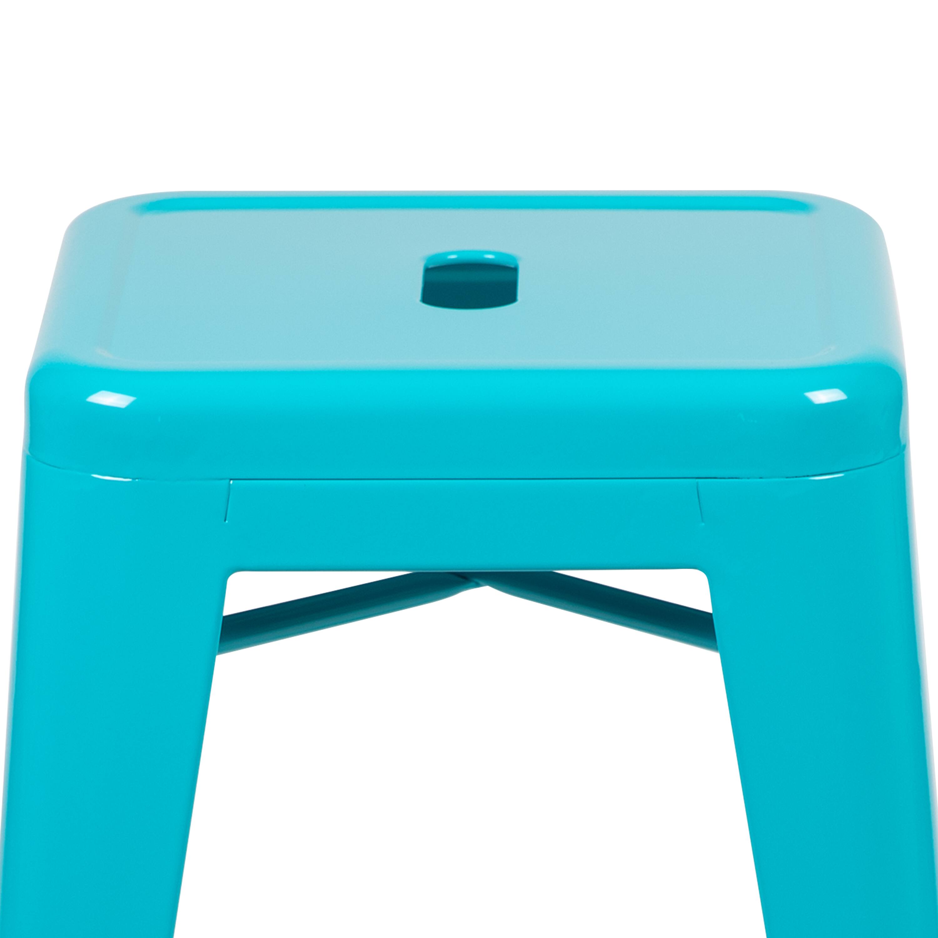 Alt View 9. Emma + Oliver - 4 Pack 24" High Metal Indoor Counter Bar Stool - Stackable Stool - Teal.