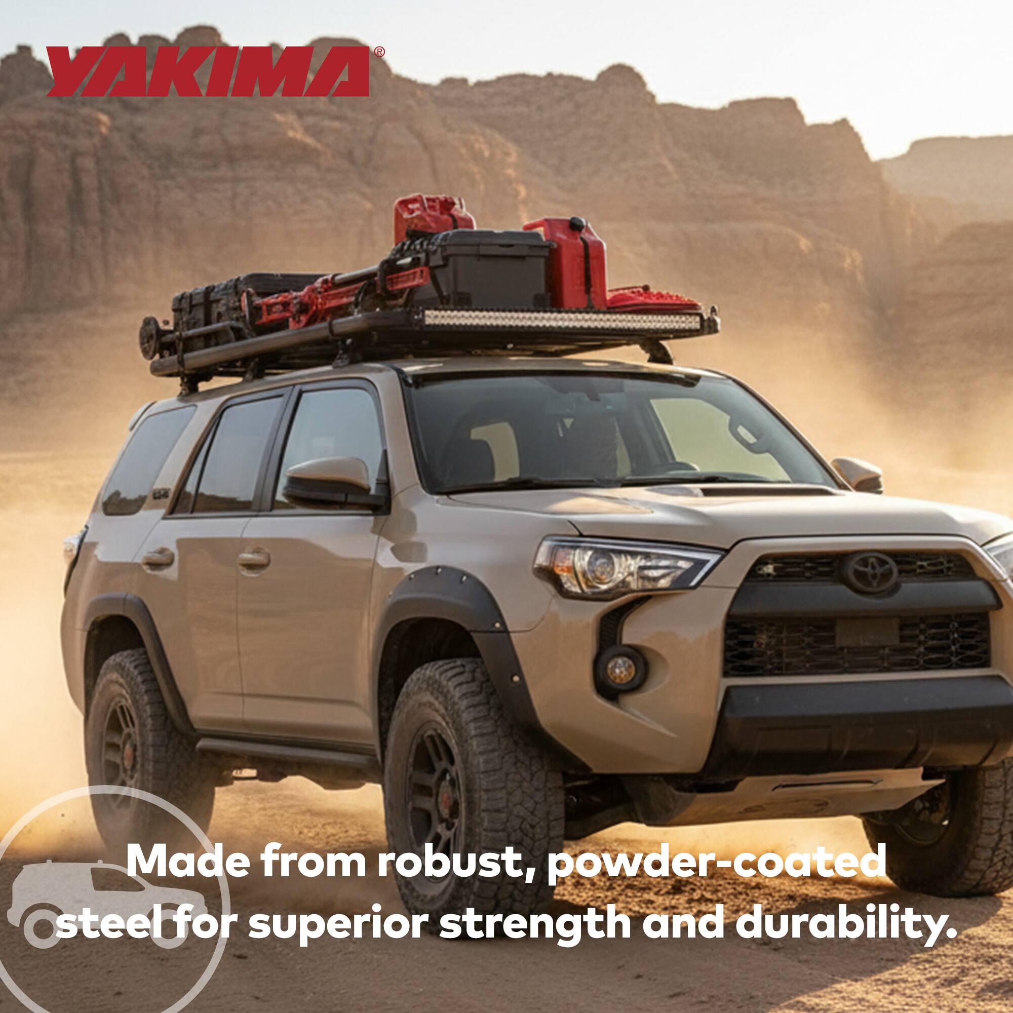 YAKIMA Made from robust, powder-coated steel for superior strength and durability.