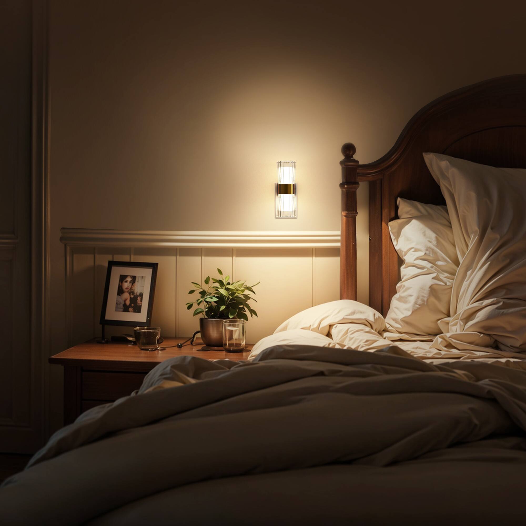 Alt View 4. Jandcase - JANDCASE 2-Pack 1W  Plug-in Night Light, 3000K Warm Glow, Transparent Cylinder with Frosted Inner Shade,Up/Down Light - Black and Gold.